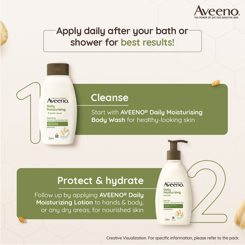 Aveeno Daily Moisturising Lotion - Natural Oat Body Moisturizer For Normal, Dry & Sensitive Skin, 354ml
