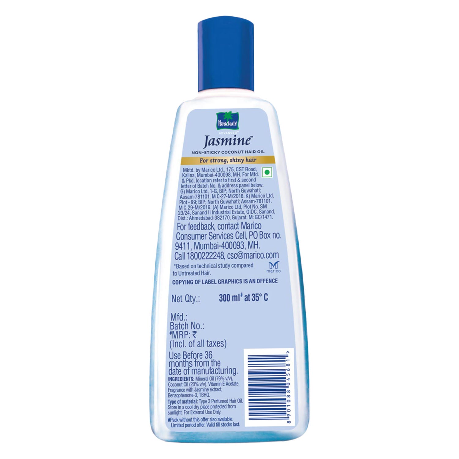 Parachute Advansed Jasmine Coconut Hair Oil, Vitamin E for Healthy Shiny Hair, Non-sticky, 300ml Buy at Indicrest Image 10