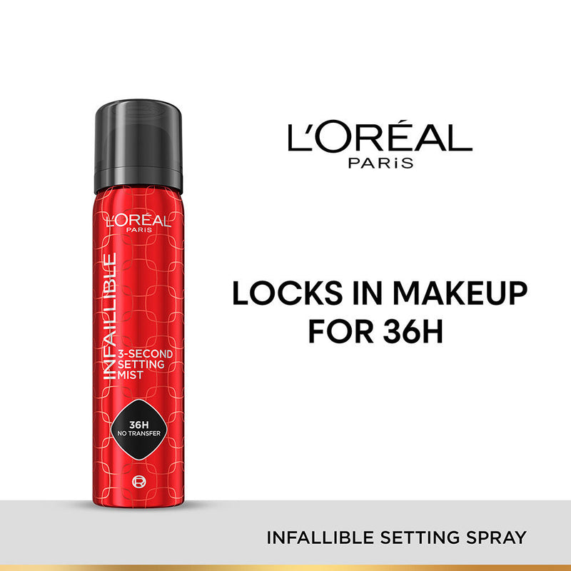 L'Oreal Paris Infallible 3-Second Setting Spray, 36hr Long Lasting Makeup, 75ml Buy at Indicrest