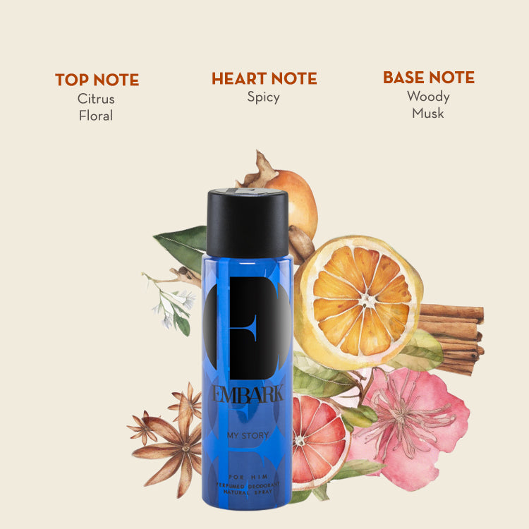 Embark Perfumes My Story For Him - Perfumed Deodorant CITRUS - SPICY - AQUATIC, 150 ml