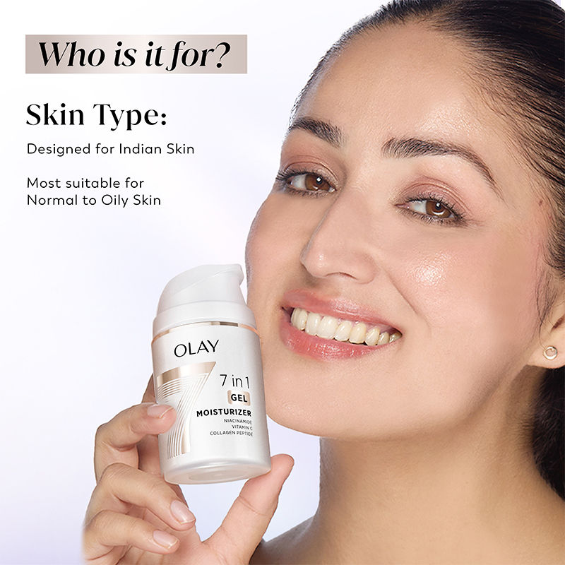 Olay 7in1 Gel Moisturizer with Niacimide, Vitamin C, Collagen Peptide, Fights 7 Skin Issues, 50g Buy at Indicrest Image 8