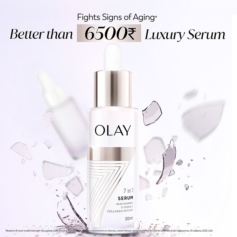 Olay 7in1 Serum with Niacimide, Vitamin C, Collagen Peptides, Fights 7 Skin Issues, 30ml Buy at Indicrest Image 7