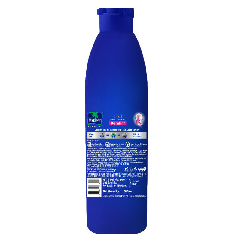 Parachute Advansed Gold Keratin Coconut Hair Oil, 300ml Buy at Indicrest Image 8