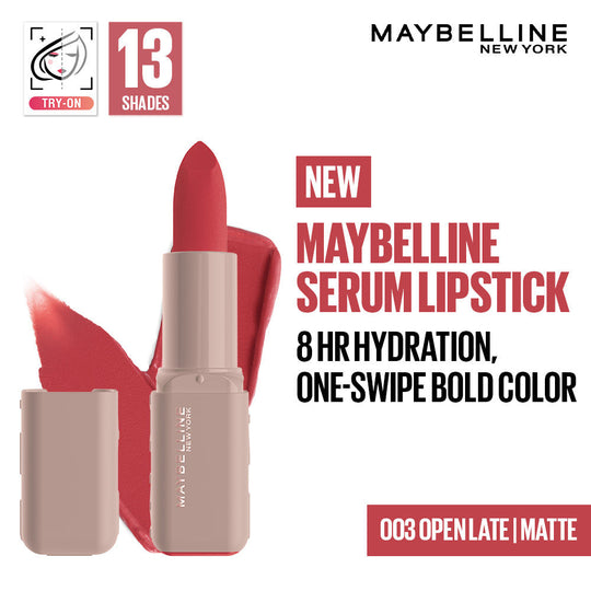 Maybelline Serum Matte Lipstick - 8Hr hydration, One-Swipe Bold Color - 003 Open Late, 4.5g Buy at Indicrest