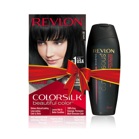 Revlon Colorsilk Beautiful Color + Outrageous Shampoo, 1N Black + Shampoo, 90ml - Buy from Indicrest