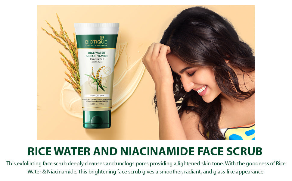 Biotique Rice Water & Niacinamide Gel Face Scrub, 100ml - Image 3 - Buy from Indicrest