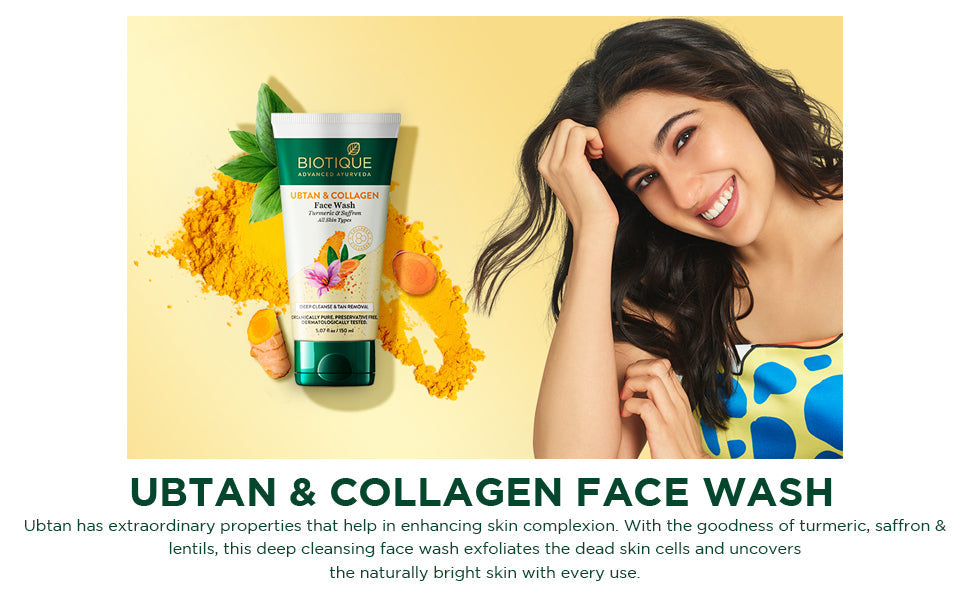 Biotique Ubtan & Collagen Face Wash, 150ml - Image 3 - Buy from Indicrest