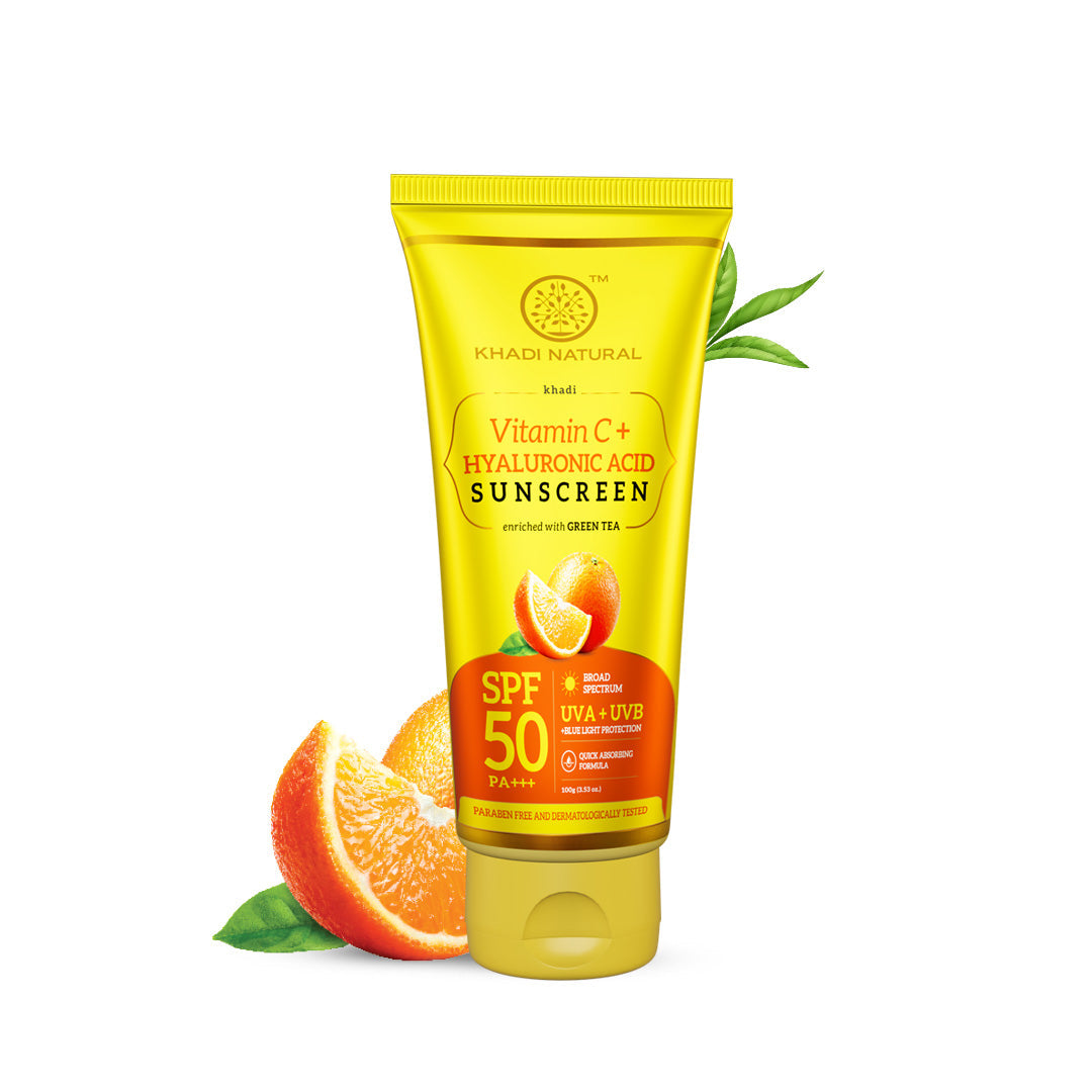 Khadi Natural Vitamin C + Hyaluronic Acid Sunscreen Aqua Gel with Green Tea - SPF 50 - 100ml Sale - Image 7 - Buy from Indicrest
