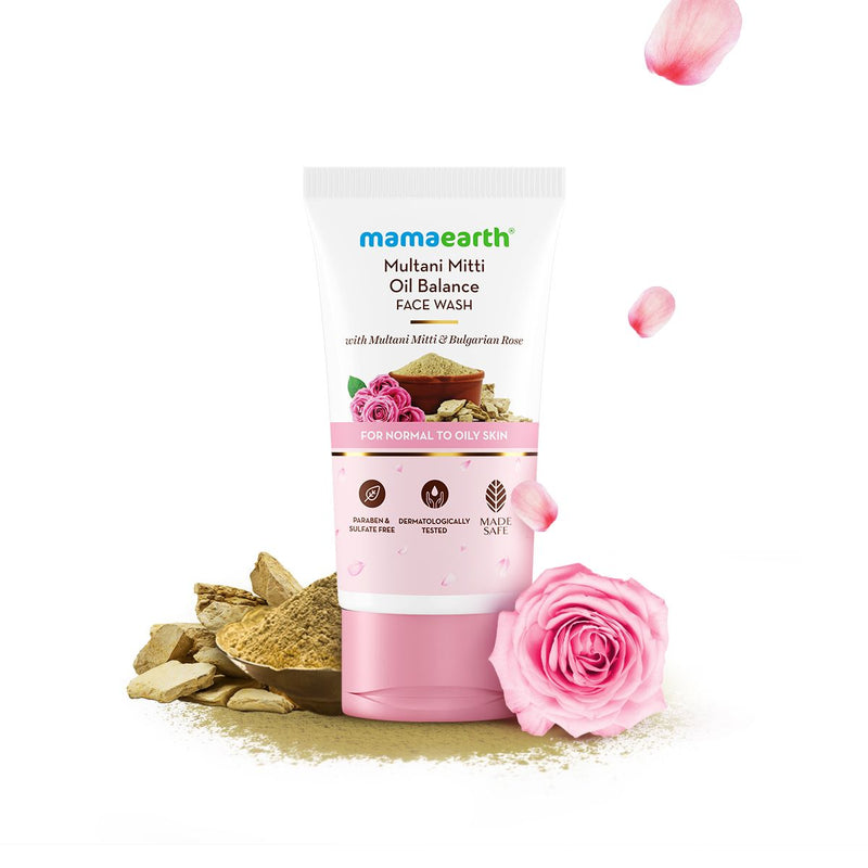 Mamaearth Multani Mitti Oil Balance Face Wash with Multani Mitti & Bulgarian Rose for Normal to Oily Skin, 150ml - Buy from Indicrest
