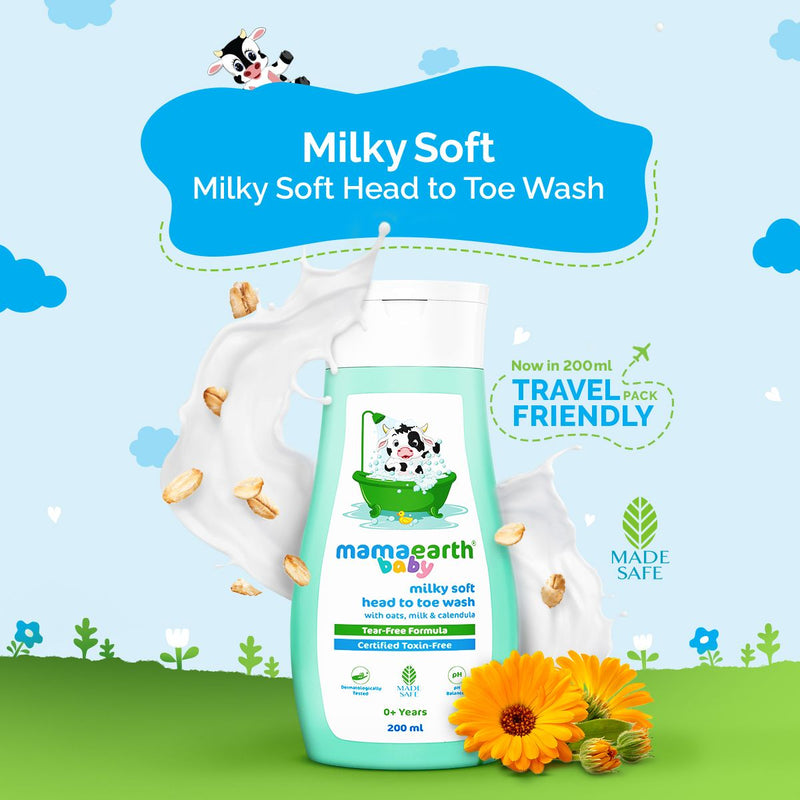 Mamaearth Milky Soft Head to Toe Wash With Oats, Milk, and Calendula for Babies, 200ml - Buy from Indicrest