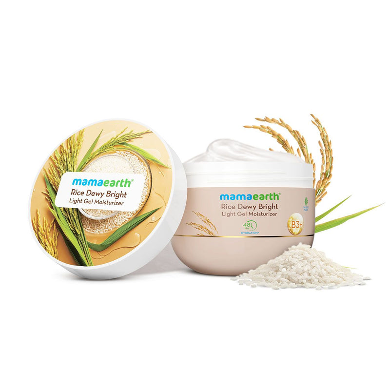 Mamaearth Rice Dewy Bright Light Gel Moisturizer with Rice & Niacinamide For Glass-skin Glow, 200g - Buy from Indicrest