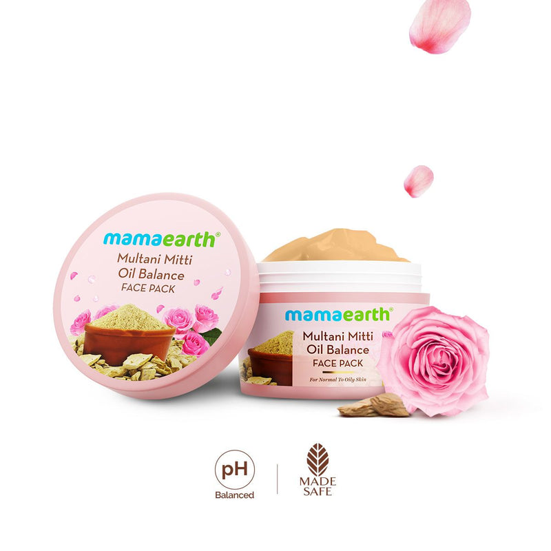 Mamaearth Multani Mitti Oil Balance Face Pack with Multani Mitti & Bulgarian Rose for Normal to Oily Skin, 200g - Buy from Indicrest