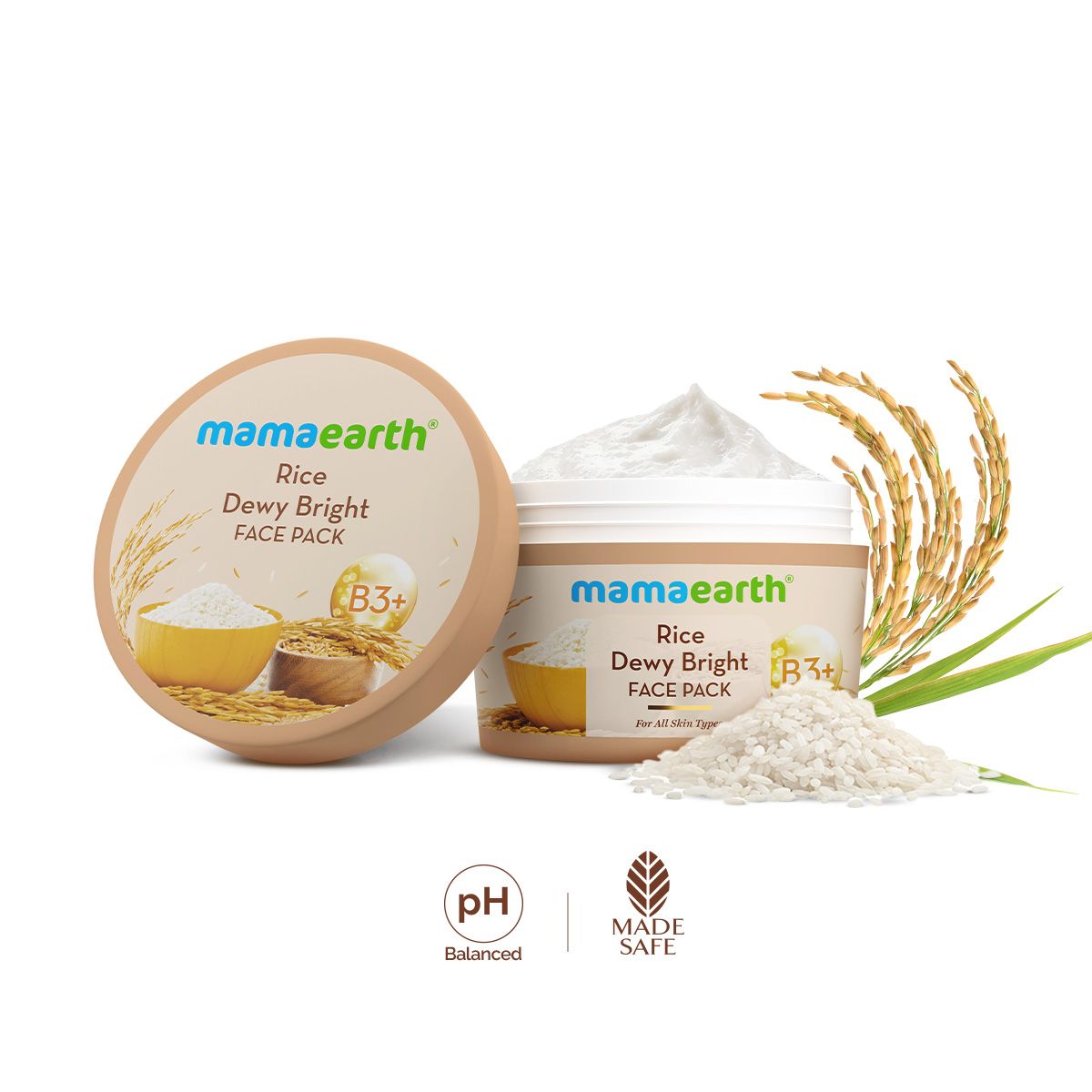 Mamaearth Rice Dewy Bright Face Pack with Rice Water & Niacinamide for For Glass Skin, 200g - Buy from Indicrest