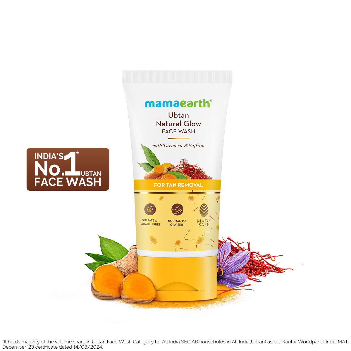 Mamaearth Ubtan Natural Glow Face Wash with Turmeric & Saffron for Tan Removal, 150ml - Image 2 - Buy from Indicrest