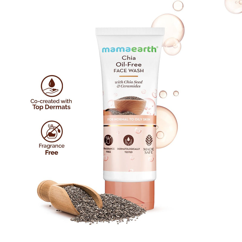 Mamaearth Chia Oil-Free Face Wash with Chia Seed & Ceramides for Hydrated Glow, 100ml - Buy from Indicrest