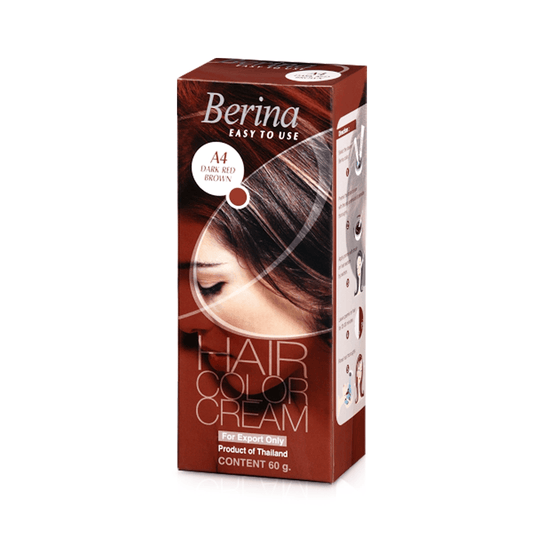 Berina Professional Permanent Hair Color Cream A04 Dark Red Brown | Deep Red-Brown with Intense Tone, A4 - Dark Red Brown Buy from Indicrest