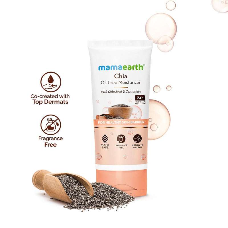 Mamaearth Chia Oil-Free Moisturizer with Chia Seed & Ceramides for Hydrated Glow, 80g - Buy from Indicrest