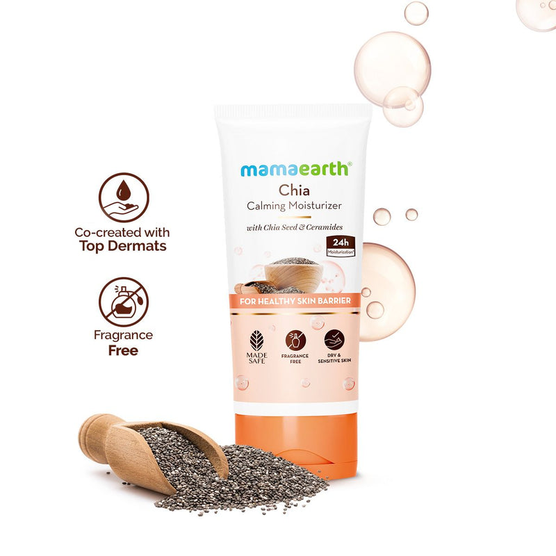 Mamaearth Chia Calming Moisturizer with Chia Seed & Ceramides for Healthy Skin Barrier, 80g - Buy from Indicrest