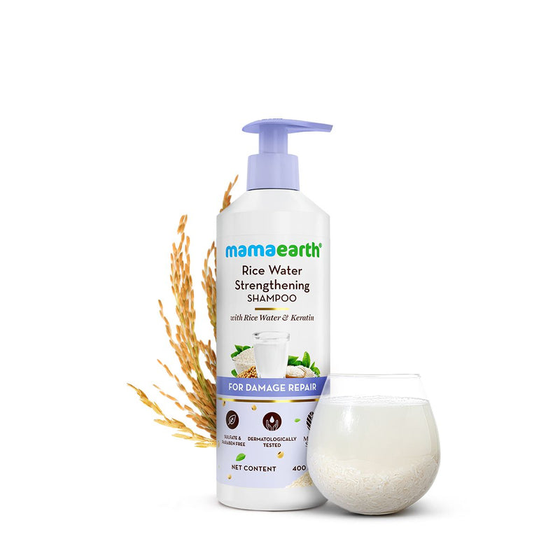Mamaearth Rice Water Strengthening Shampoo with with Rice Water & Keratin for Damage Repair-, 400ml - Buy from Indicrest