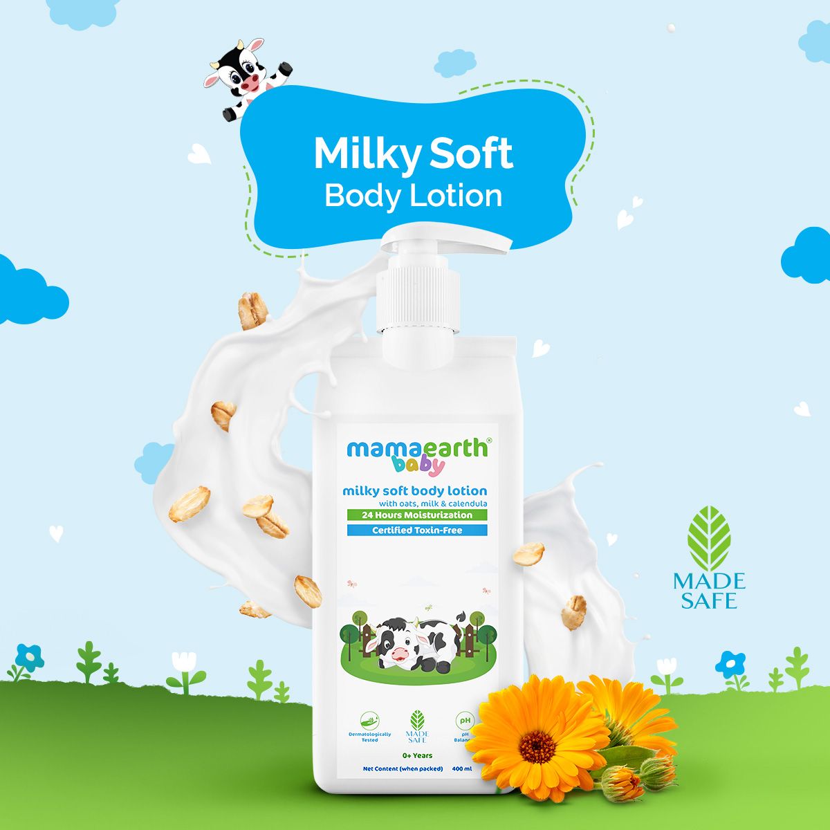 Mamaearth Milky Soft Body Lotion for Babies with Oats, Milk and Calendula, 400ml - Buy from Indicrest