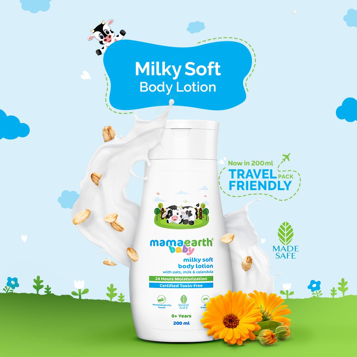 Mamaearth Milky Soft Body Lotion for Babies with Oats, Milk & Calendula, 200ml - Buy from Indicrest