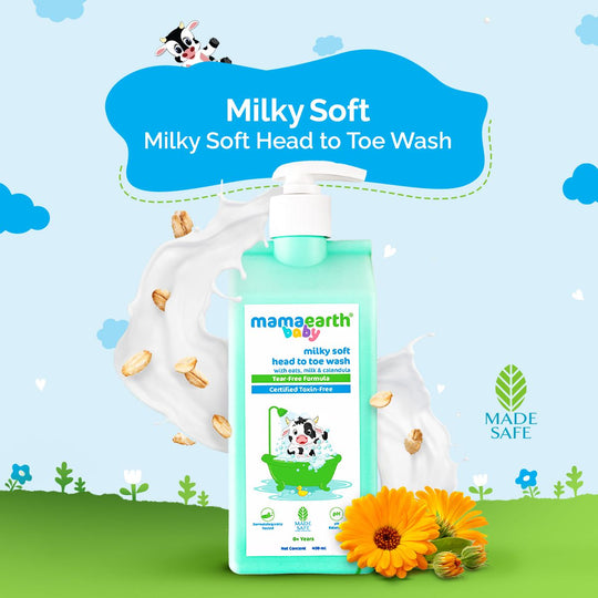 Mamaearth Milky Soft Head to Toe Wash With Oats, Milk, and Calendula for Babies, 400ml - Buy from Indicrest
