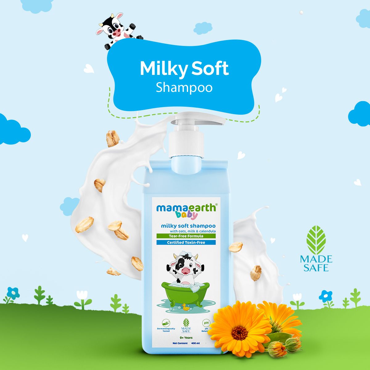 Mamaearth Milky Soft Shampoo with Oats, Milk and Calendula for Babies, 400ml - Buy from Indicrest