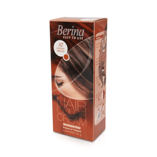 Berina Professional Permanent Hair Color Cream A07 Golden Brown | Warm Golden Brown with Natural Shine, A7 - Golden Brown Buy from Indicrest