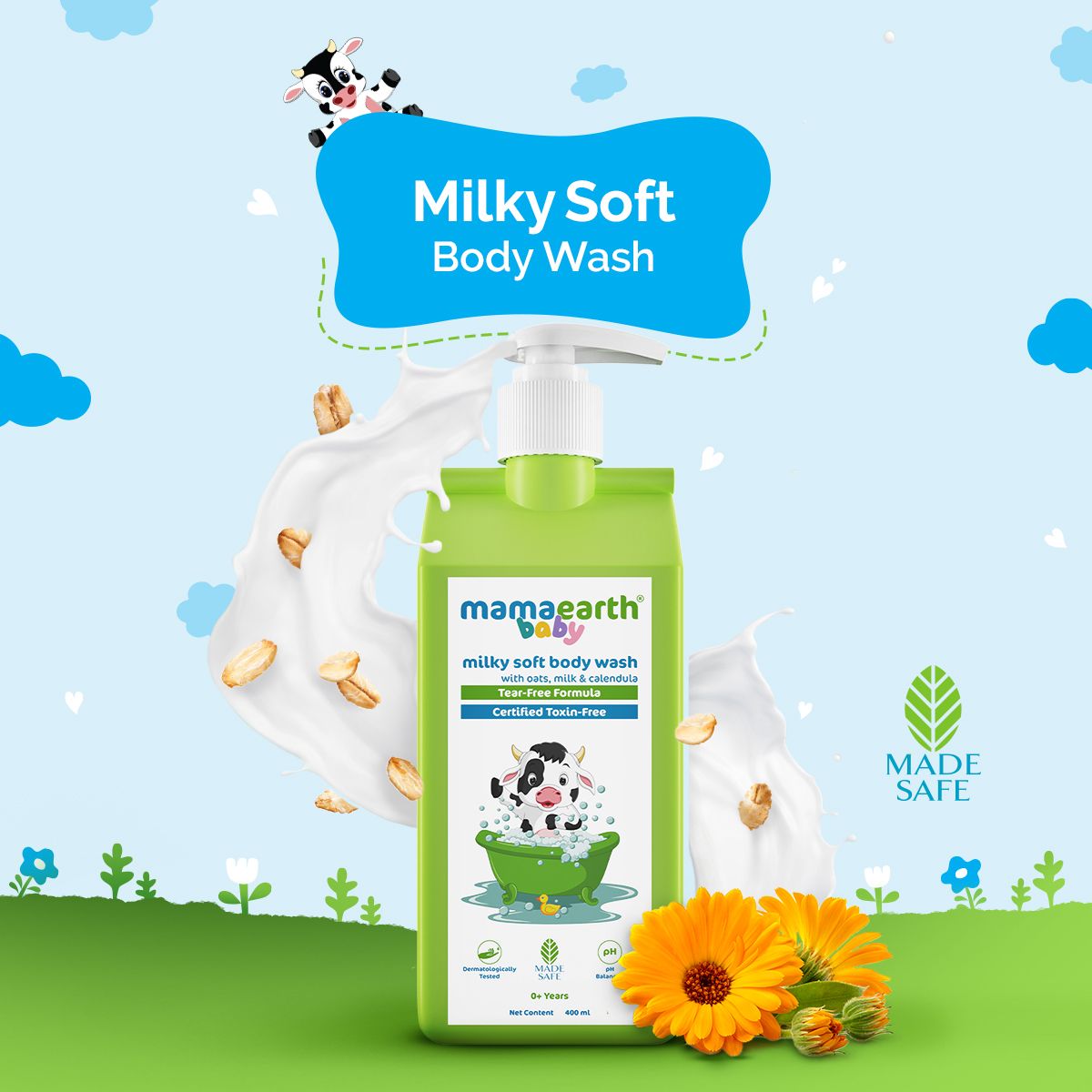 Mamaearth Milky Soft Body Wash for Babies with Oats, Milk and Calendula, 400ml - Buy from Indicrest