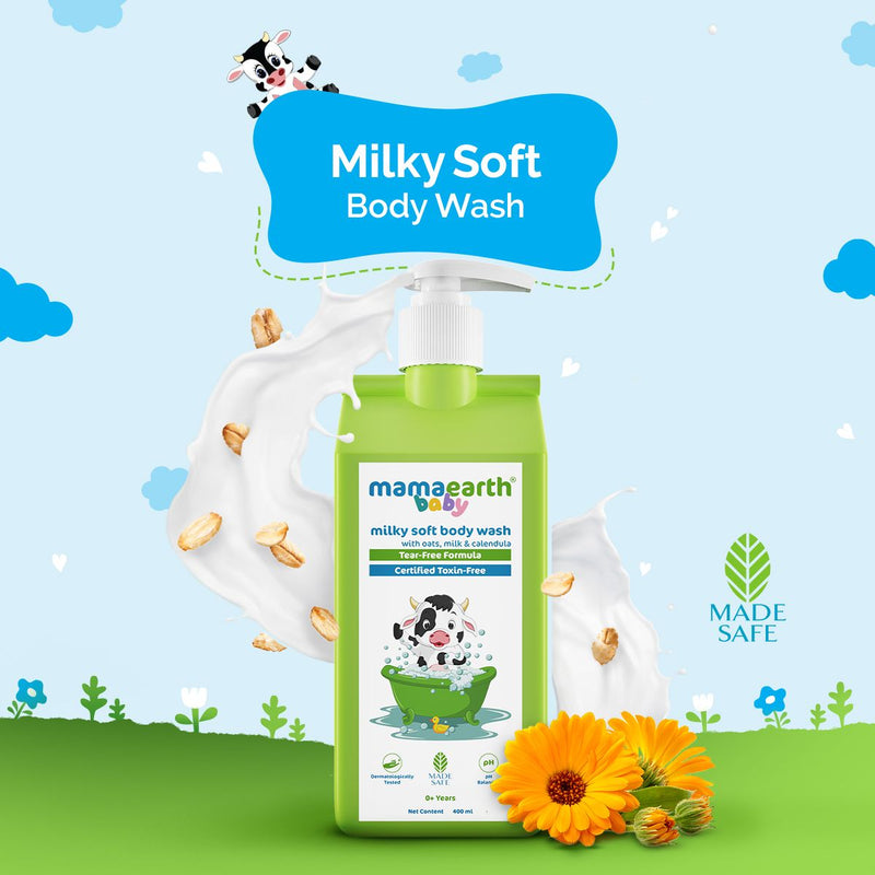 Mamaearth Milky Soft Body Wash for Babies with Oats, Milk and Calendula, 400ml - Buy from Indicrest