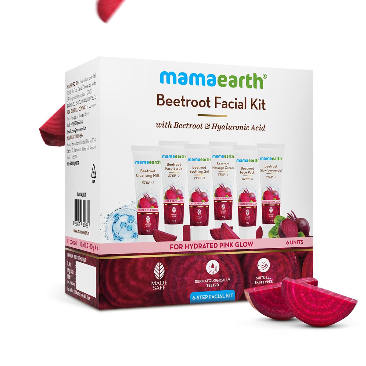 Mamaearth Beetroot Hydraful Facial Kit with Beetroot & Hyaluronic Acid, 2 X 10 ml + 4 X 10g - Buy from Indicrest
