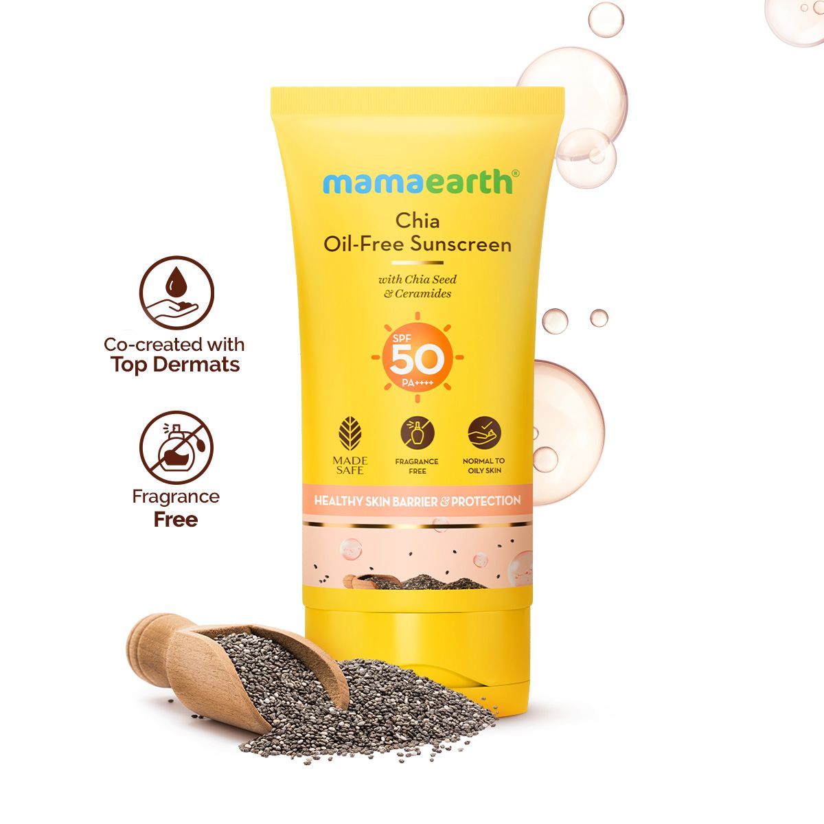 Mamaearth Chia Oil-Free Sunscreen SPF 50 PA++++ In-Vivo Tested (ISO 24444:2019 Certified, CTRI/2025/05/086630), 50g - Buy from Indicrest