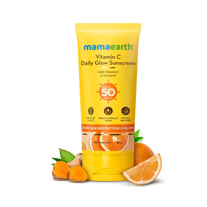 Mamaearth Vitamin C Daily Glow Sunscreen SPF 50 PA++++, 80g - Buy from Indicrest