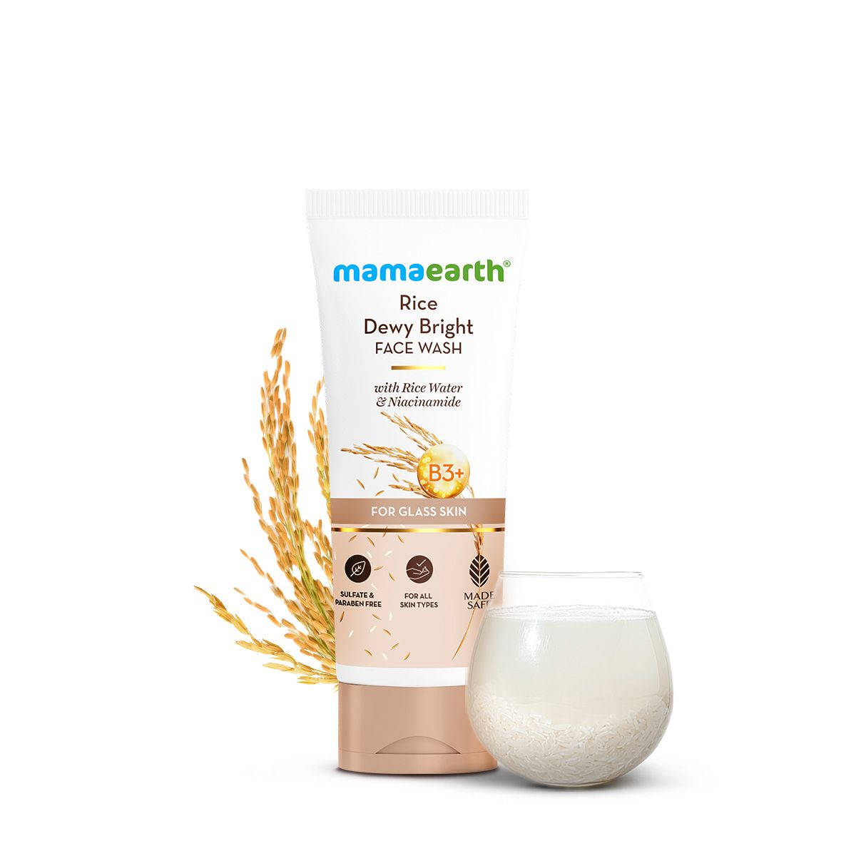 Mamaearth Rice Dewy Bright Face Wash With Rice Water & Niacinamide for Glass Skin, 200ml - Buy from Indicrest