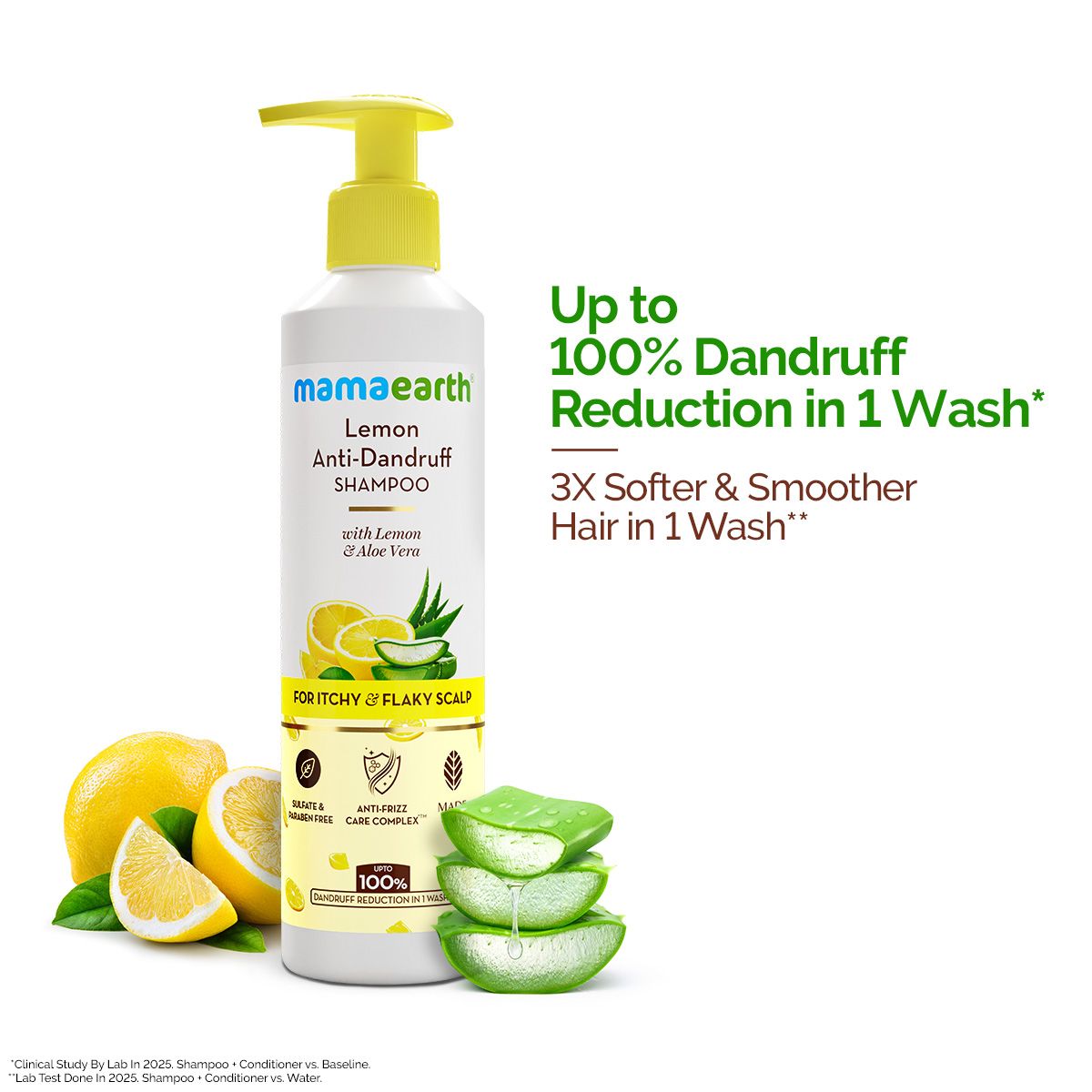 Mamaearth Lemon Anti-Dandruff Shampoo with Lemon & Aloe Vera for Itchy & Flaky Scalp, 250ml - Buy from Indicrest