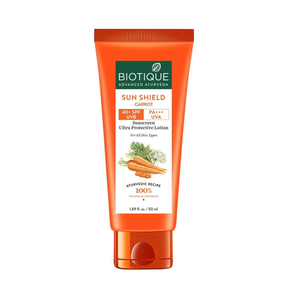 Biotique Sun Shield Carrot 40+SPF Sunscreen Lotion, 50ml - Image 3 - Buy from Indicrest