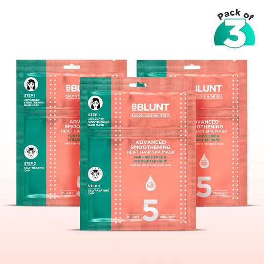 Bblunt Advanced Smoothening Heat Hair Spa Mask with Keratin & Hyaluronic Acid, 70g, Pack of 3 - Buy from Indicrest