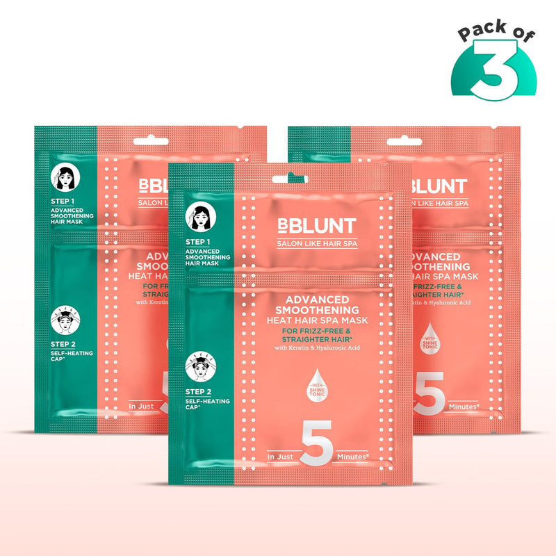 Bblunt Advanced Smoothening Heat Hair Spa Mask with Keratin & Hyaluronic Acid, 70g, Pack of 3 - Buy from Indicrest