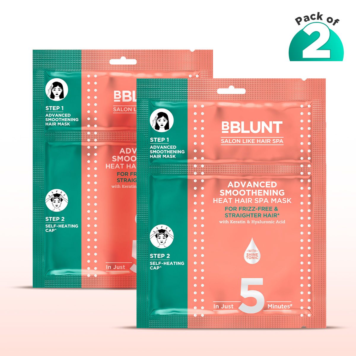 Bblunt Advanced Smoothening Heat Hair Spa Mask with Keratin & Hyaluronic Acid, 70g, Pack of 2 - Buy from Indicrest