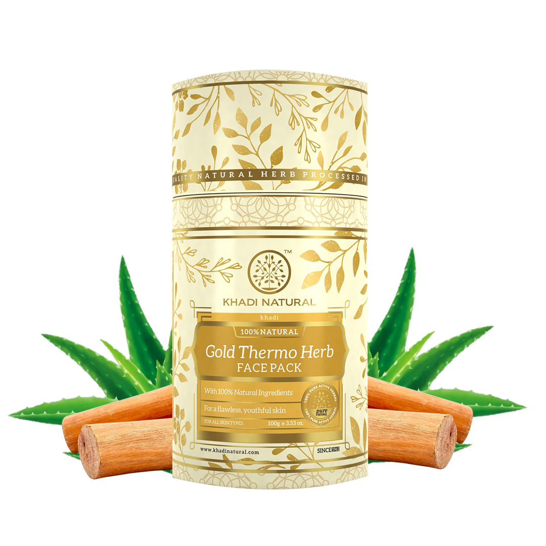 Khadi Natural Gold Thermo Herb Skin Tightning Face Pack - 100gm - Image 5 - Buy from Indicrest