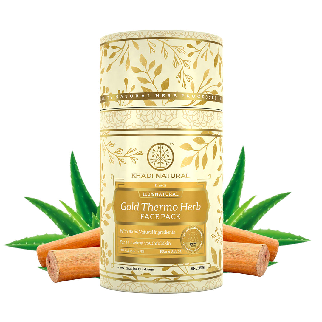 Khadi Natural Gold Thermo Herb Skin Tightning Face Pack - 100gm - Image 6 - Buy from Indicrest