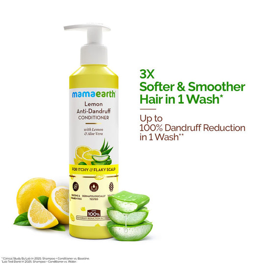 Mamaearth Lemon Anti-Dandruff Conditioner with Lemon & Aloe Vera for Itchy & Flaky Scalp, 250ml - Buy from Indicrest