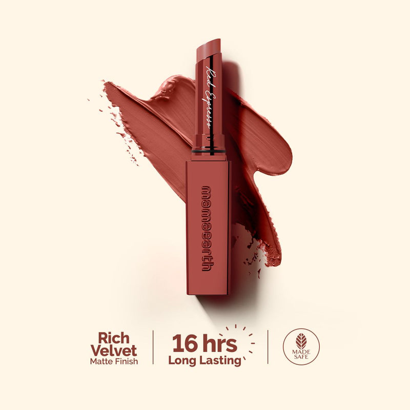Mamaearth Luxe Matte Long Stay Lipstick with Passion Fruit Oil & Vitamin E, 2g | Red Espresso - Buy from Indicrest