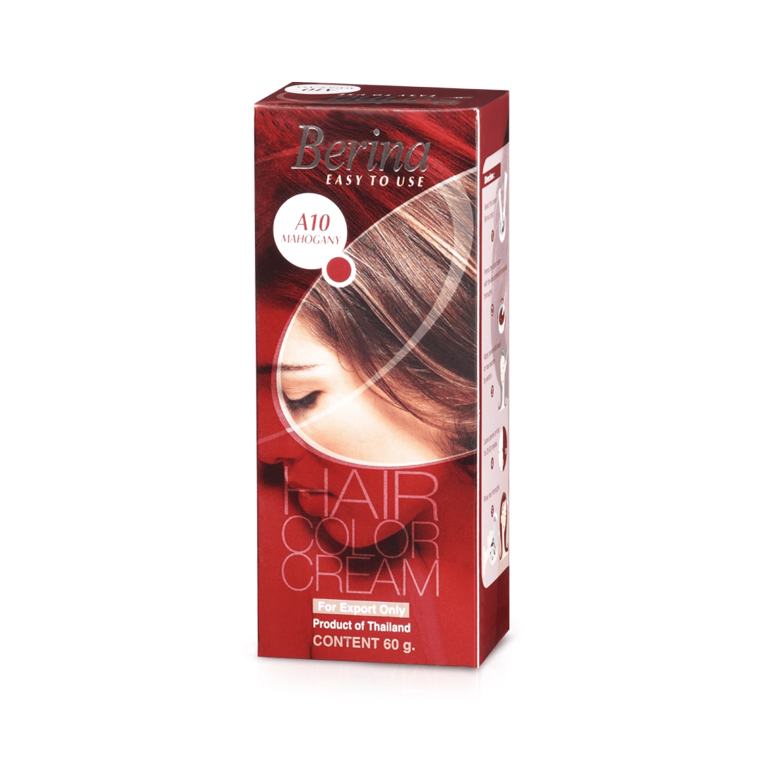 Berina Professional Permanent Hair Color Cream A10 Mahogany | Deep Mahogany Shade with Rich Depth, A10 - Mahogany Buy from Indicrest