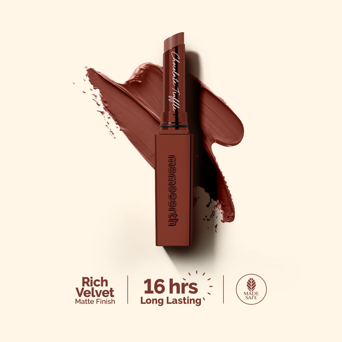 Mamaearth Luxe Matte Long Stay Lipstick with Passion Fruit Oil & Vitamin E, 2g | Chocolate Truffle - Buy from Indicrest