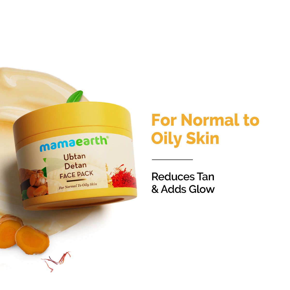 Mamaearth Ubtan Detan Face Pack with Turmeric & Saffron for Normal to Oily Skin, 200g - Buy from Indicrest
