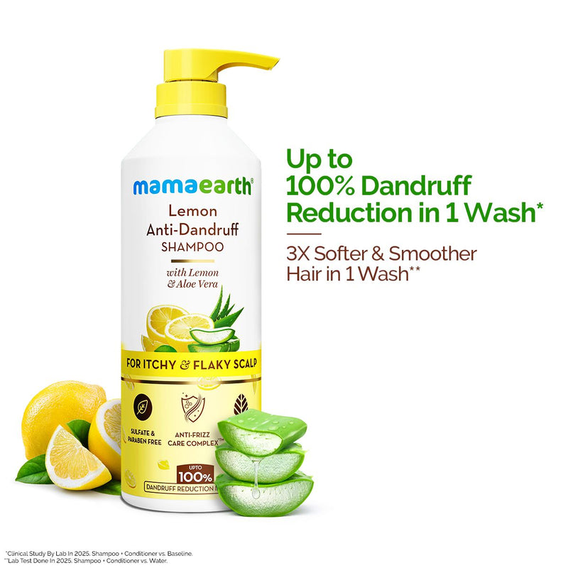 Mamaearth Lemon Anti-Dandruff Shampoo with Lemon & Aloe Vera for Itchy & Flaky Scalp, 600ml - Buy from Indicrest
