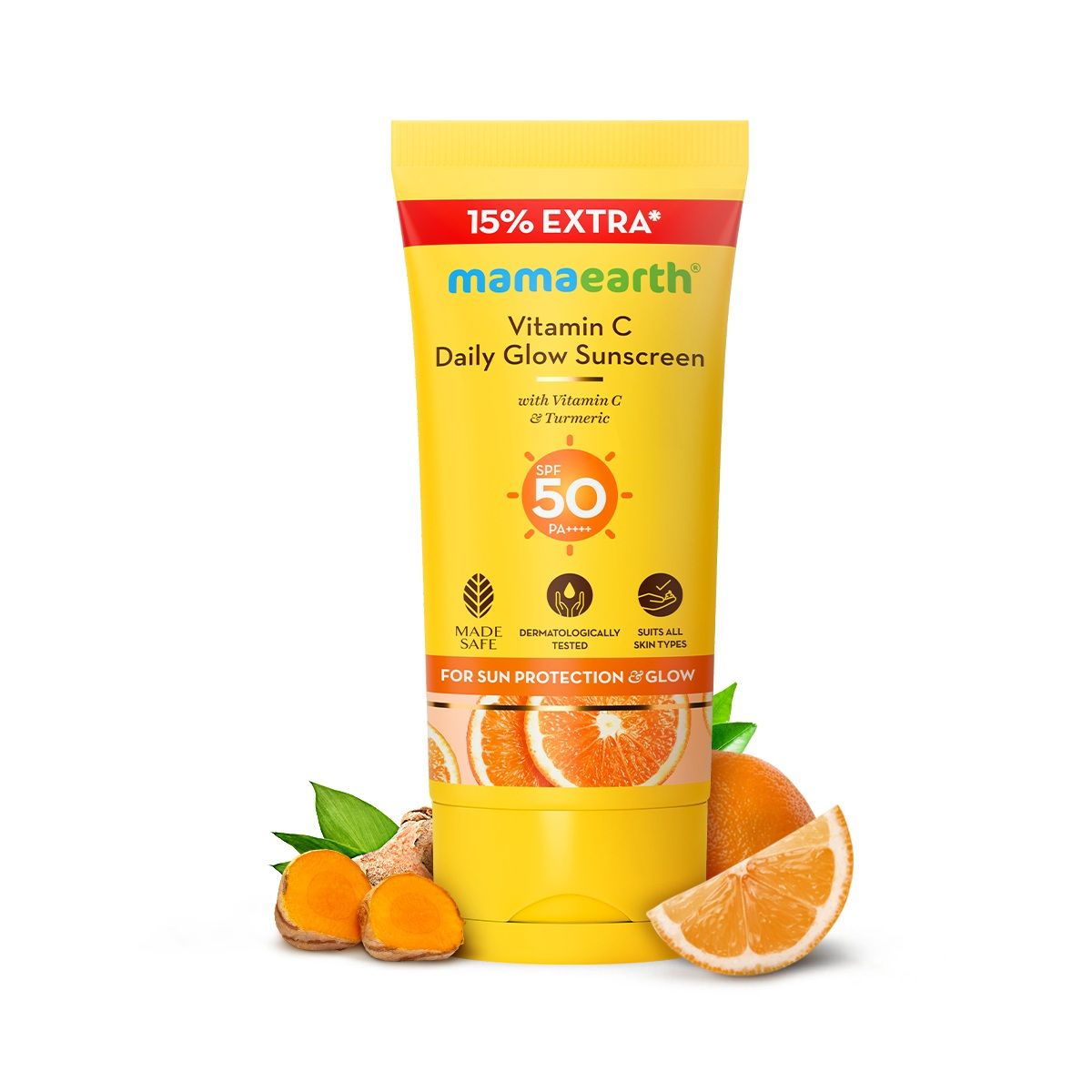 Mamaearth Vitamin C Daily Glow Sunscreen With Vitamin C & Turmeric for Sun Protection & Glow, 30g + 15% Extra (34.5 g) - Image 9 - Buy from Indicrest