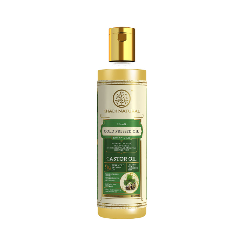 Khadi Natural Castor Cold Pressed Oil - 100% Natural - 210ml - Buy from Indicrest