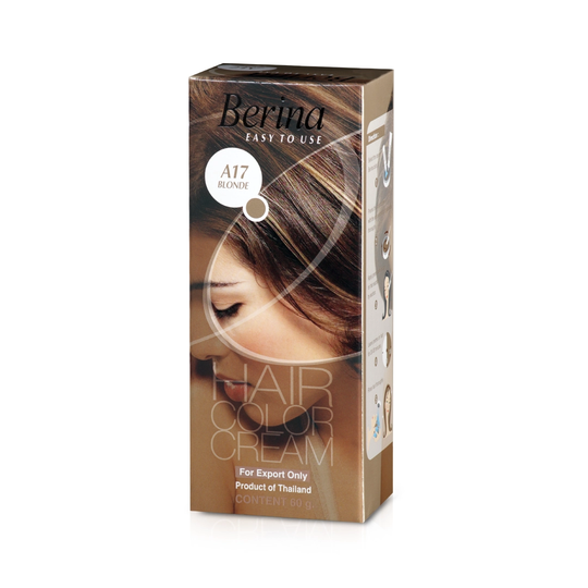 Berina Professional Permanent Hair Color Cream A17 Blonde | Natural Blonde Shade with Even Coverage, A17 - Blonde Buy from Indicrest